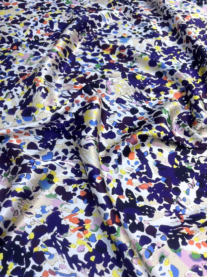 Printed Elastic Silk Satin Fabric for Summer Dress Clothes Cheongsam,118CM Wide 19MM, 93% Silk & 7% Spandex,DIY Sewing Material D1265