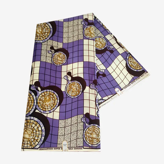 115CM Wide White Purple Check Printed African Wax Fabric,DIY Home Clothing Dress Sofa Batik Cotton Fabric,Summer Sewing Material R764