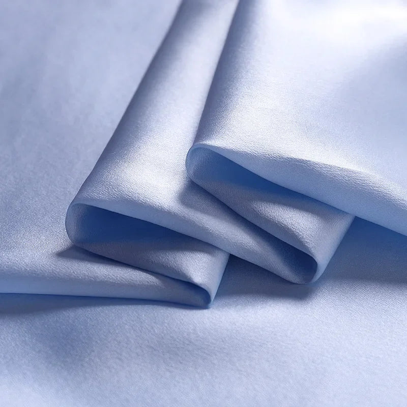 15Colors!55'' Wide 19MM Dyed Silk Crepe Satin Plain Fabric by Yard for Dress Shirt Clothes Cheongsam Pants DIY Sewing Summer Material Y003