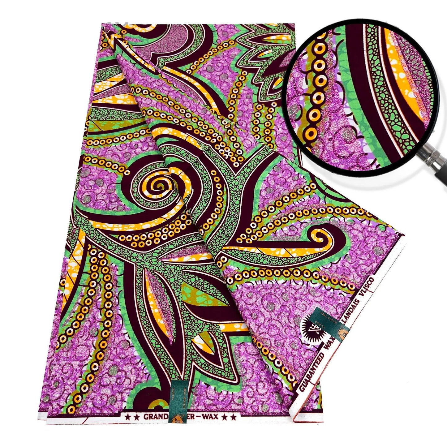 African Style Printed Blue Purple Wax Fabric for Sewing Crafting-Cotton Batik Material for Summer,6 Yards Long,115CM Wide R1087