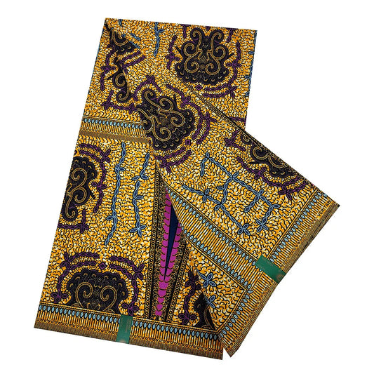 6 Yards Long 115CM Wide,African Style Wax Fabric with Gorgeous Printed,Cotton Batik Fabric for DIY Sewing Summer Spring Clothing Sofa R970