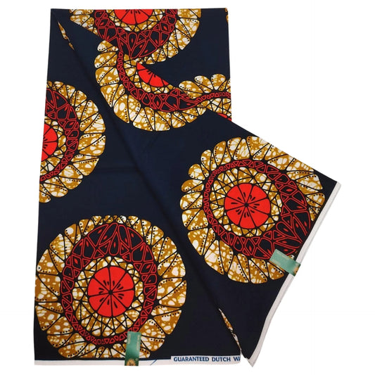 6 Yards Long 115CM Wide,Sewing Material Black Cotton African Wax Batik Fabric with Brown Print for Summer Clothes Pants R1238