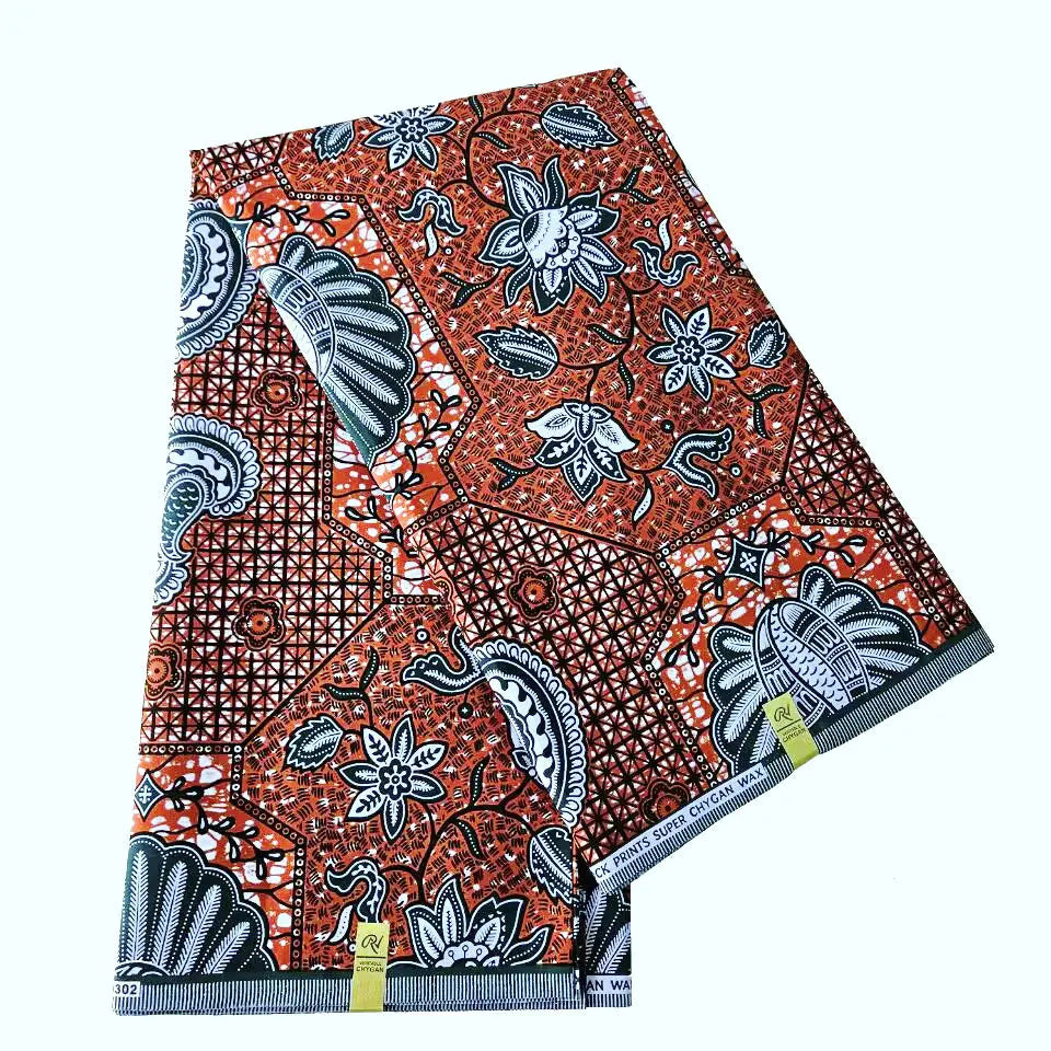 African Ankara Wax Fabric in 9 Patterns Geometric Print,115CM Wide 6Yards Long,Cotton Batik Material for Spring Clothing Sewing R913