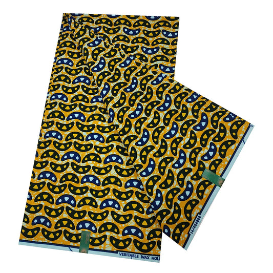 DIY-Ready African Wax Batik Fabric with Geometry Print,100% Cotton,6 Yards Long 24*24Yarns,115CM Wide DIY Summer Clothing Sewing Material R969