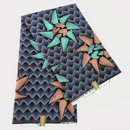 24*24Yarns Batik Cotton Fabric, African Style Geometric Design Wax Fabric 115CM Wide Fabric for Summer Spring DIY Sewing Clothing Material R841