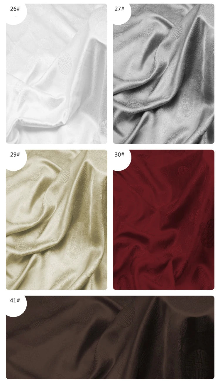 114CM Wide 16MM Chinese Style Jacquard Silk Satin Fabric for Summer one-piece dress Shirt Clothes DIY Sewing Material F062