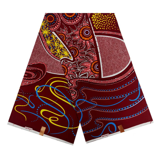 DIY-Ready Printed Red Brown African Wax Batik Fabric for DIY Sewing Summer Cotton Clothes Dress Pants Sofa,6 Yards Long 115CM Wide R964