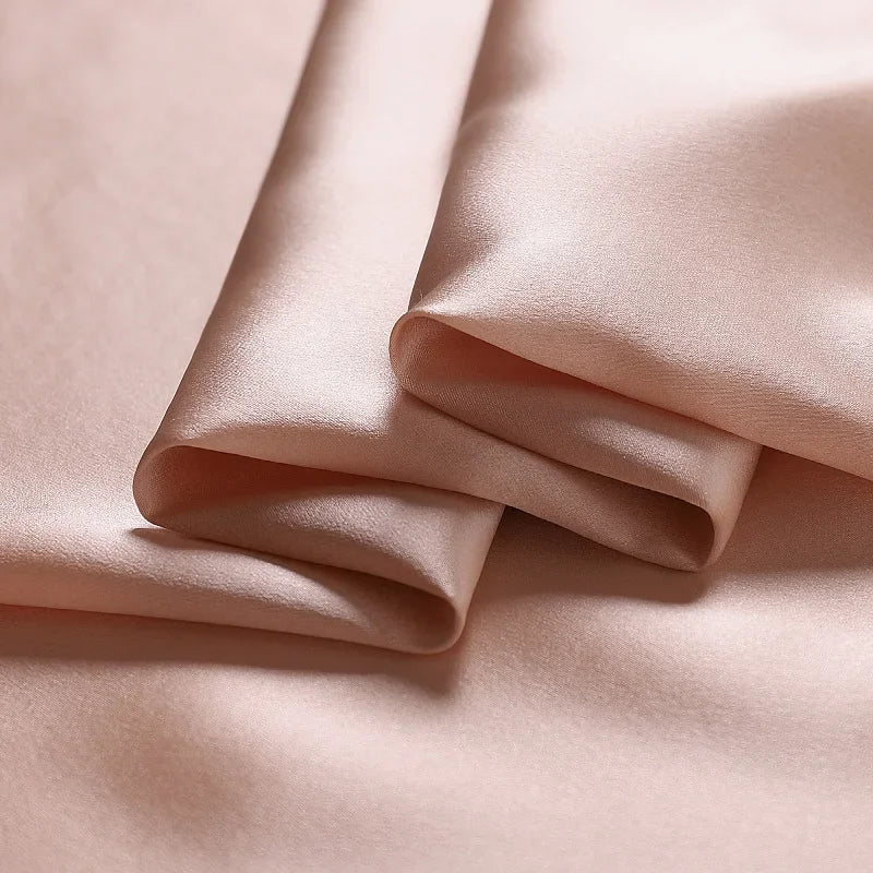 15Colors!55'' Wide 19MM Dyed Silk Crepe Satin Plain Fabric by Yard for Dress Shirt Clothes Cheongsam Pants DIY Sewing Summer Material Y003