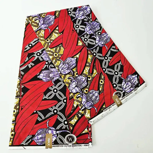 African Style Purple Red Printed Cotton Wax Fabric Cushions-Comfortable Batik Material,Perfect for Home Decor Summer Dress R1048