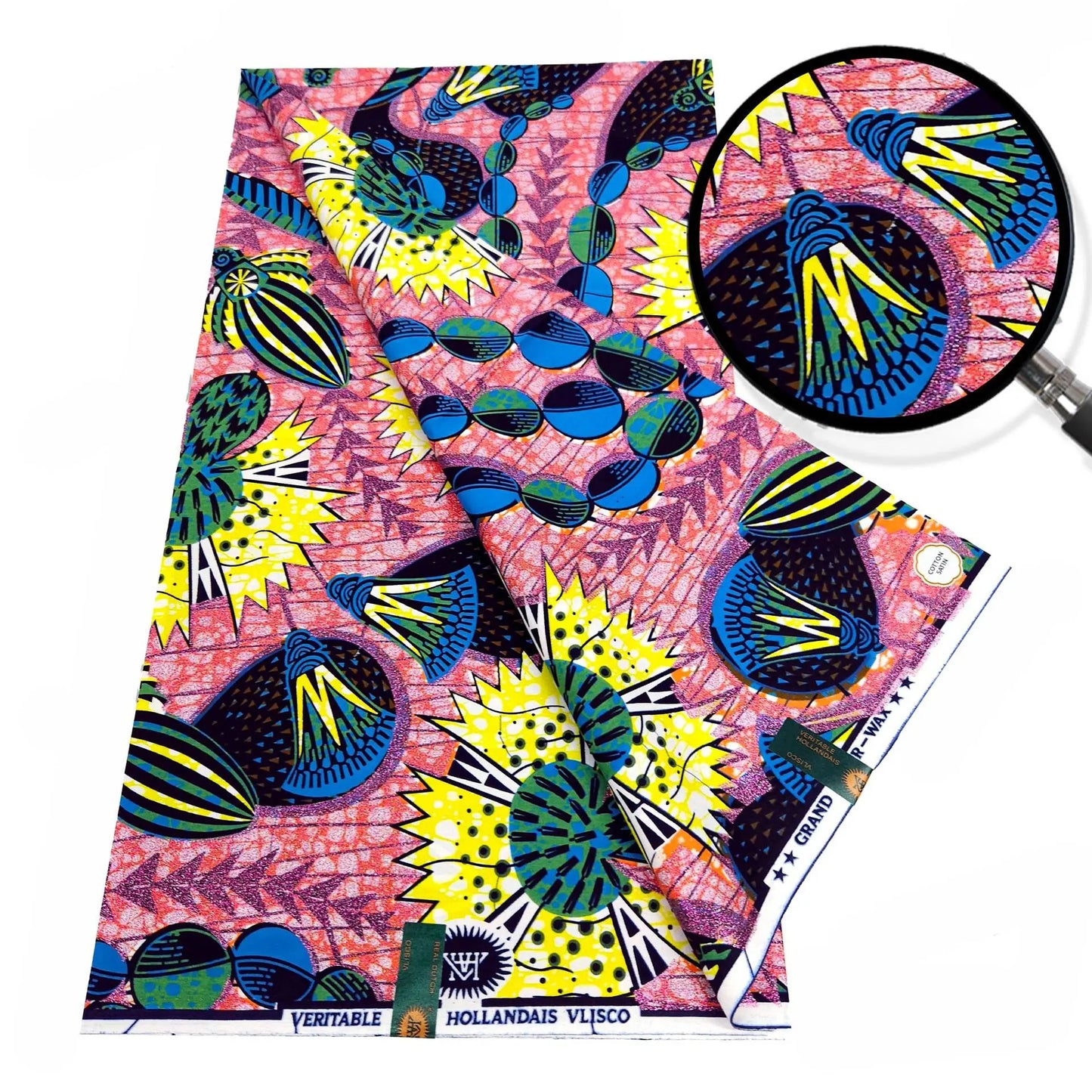 African Style Printed Blue Purple Wax Fabric for Sewing Crafting-Cotton Batik Material for Summer,6 Yards Long,115CM Wide R1087
