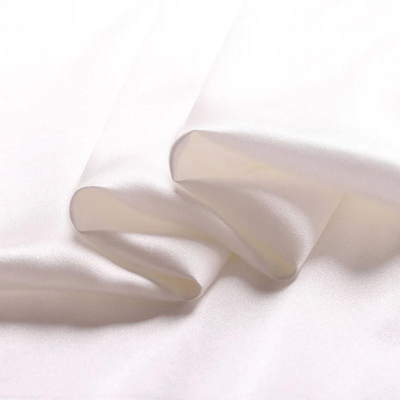 15Colors!55'' Wide 19MM Dyed Silk Crepe Satin Plain Fabric by Yard for Dress Shirt Clothes Cheongsam Pants DIY Sewing Summer Material Y003