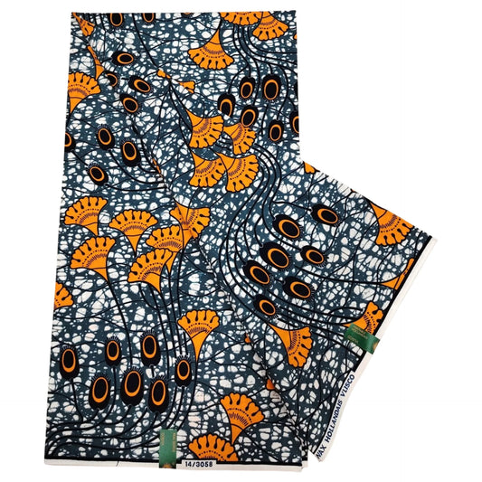 DIY Sewing Material-6 Yards Long 115CM Wide,Cotton African Wax Batik Fabric with Print,Ideal for Sewing Summer Clothing R1234
