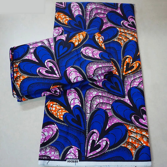 Blue Purple Floral Printed African Cotton Wax Fabric,Summer Home Clothing Sofa Batik Fabric for DIY Sewing Material R791