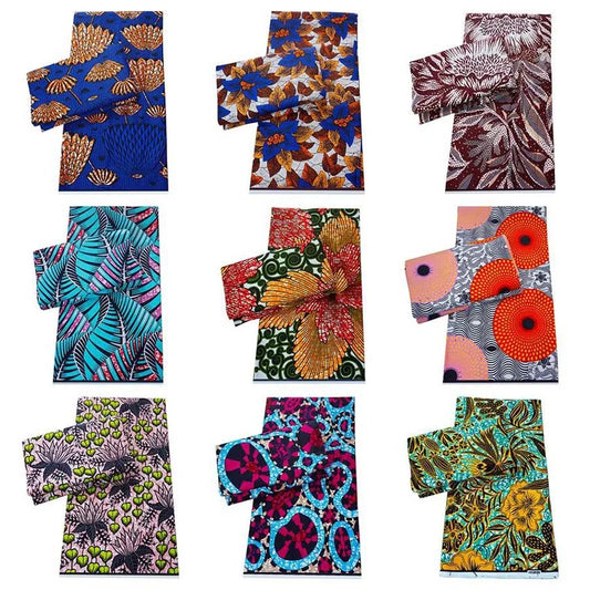 9 Patterns Print 24*24Yarns Batik Cotton Fabric, African Wax Fabric 115CM Wide 6Yards Long,DIY Sewing Clothes Curtain Material Sofa R842