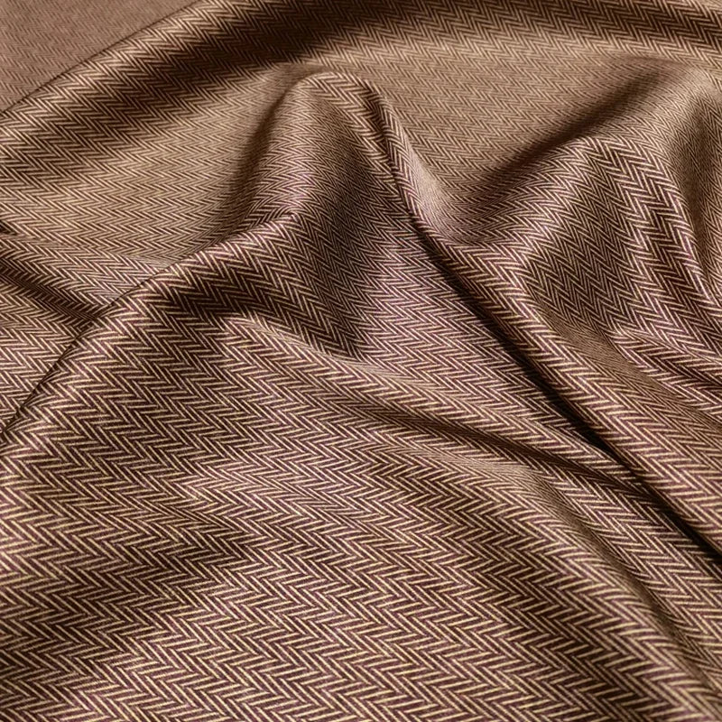 55'' Wide 20MM Thickness Printed Stretch Coffee Color Twill Silk Fabric by Yard for DIY Sewing Summer Spring Plants Blouse Dress Cheongsam Silk Material D1210