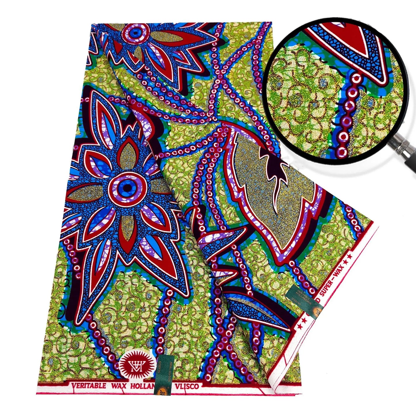 African Style Printed Blue Purple Wax Fabric for Sewing Crafting-Cotton Batik Material for Summer,6 Yards Long,115CM Wide R1087