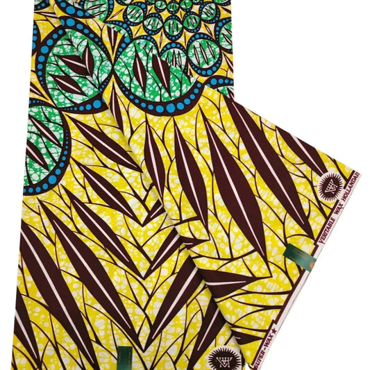 24*24 Yarns,6 Yards Long,African Wax Batik Print Cotton Fabric with Golden Print,for DIY Sewing Cushion Covers Sofa Upholstery Dress R1214