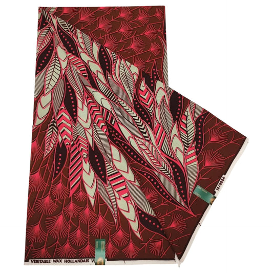 Dark Red Printed Cotton Fabric for Sewing-6 Yards Long African Wax Batik Fabric for Cushion Covers Sofa Upholstery Clothes R1255