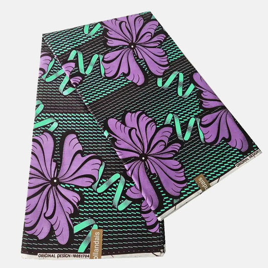 African Wax Fabric with Purple Floral Print,Cotton Batik for DIY Sewing Spring Clothing Pants Sofa 115CM Wide 6 Yards Long R928