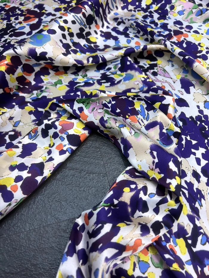 Printed Elastic Silk Satin Fabric for Summer Dress Clothes Cheongsam,118CM Wide 19MM, 93% Silk & 7% Spandex,DIY Sewing Material D1265