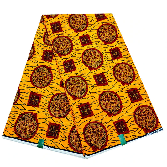 Yellow Printed Golden Color African Wax Fabric,100% Cotton Batik Summer Spring Clothing Curtains Sofa Pants DIY Sewing Material R931