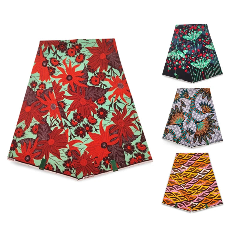 4Patterns Available 6Yards Long African Holland Print Wax Fabric,Sofa Pants Clothes Cotton Batik Fabric DIY Sewing Material R741