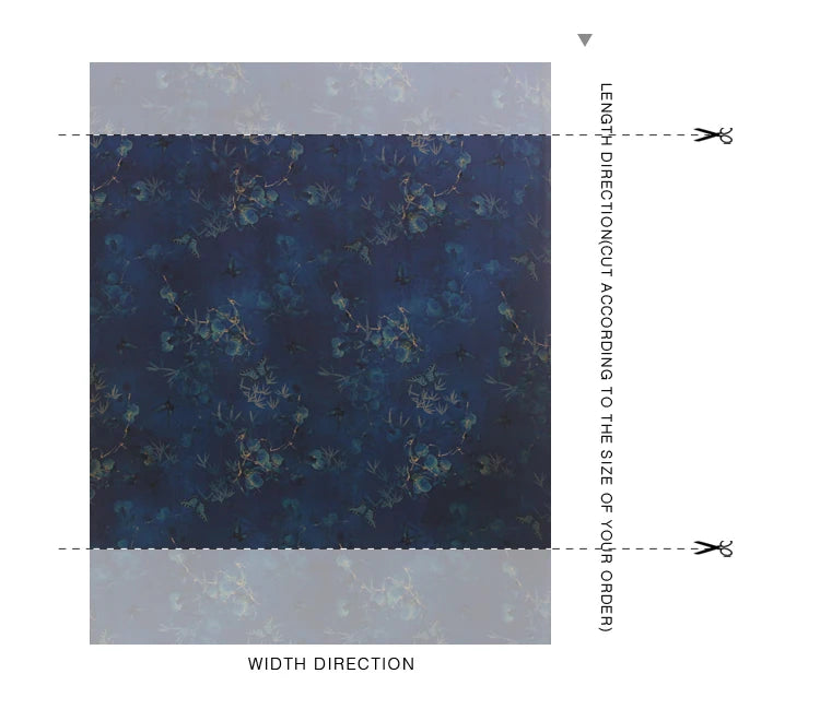 Stretch Gambiered Gauze Silk Fabric with Magic Blue Floral Printed Design for Cheongsam Horse Face Skrit Dress,47'' Wide 25MM,DIY Sewing Material E1559