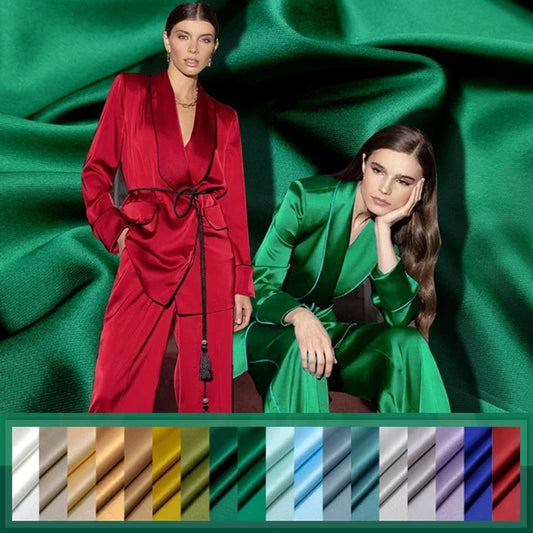 55'' Wide 20MM Stretch Solid Color Twill Silk Fabric by Yard for Summer Spring Blouse Dress Cheongsam Pants DIY Sewing Material D1132