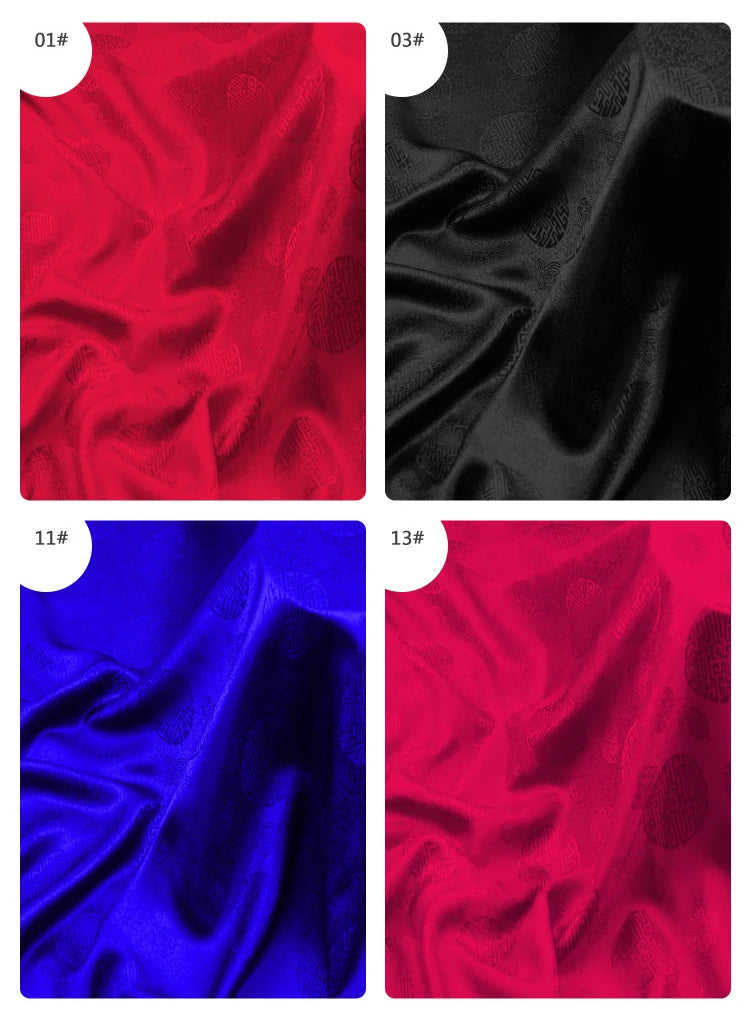 114CM Wide 16MM Chinese Style Jacquard Silk Satin Fabric for Summer one-piece dress Shirt Clothes DIY Sewing Material F062