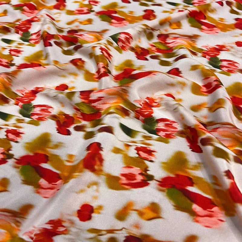 140CM Wide 18MM Thick Silk Crepe de Chine Fabric,Stretch Smudged Orange Green Silk Fabric for Thin Cheongsam Pants Dress,DIY Sewing Material D1683