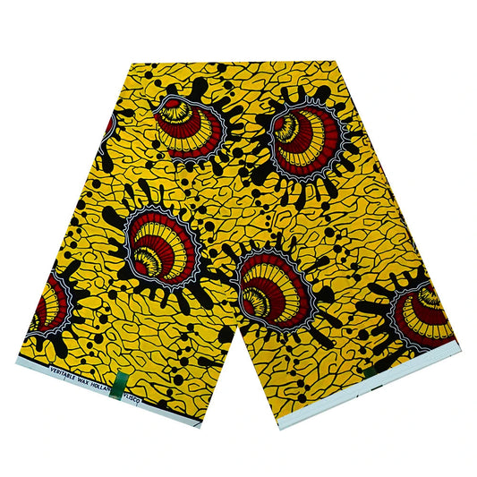 115CM Wide,African Style Printed Yellow Wax Fabric for Sewing Crafting,Batik Cotton Fabric for Clothing Sofa,6 Yards Long R994