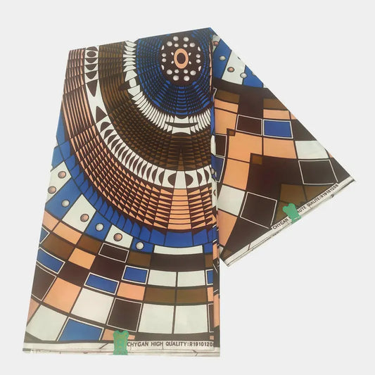 African Style Batik Wax Fabric,6 Yards Long Traditional Printed Cotton Material for DIY Sewing Summer Spring Clothing Sofa R941