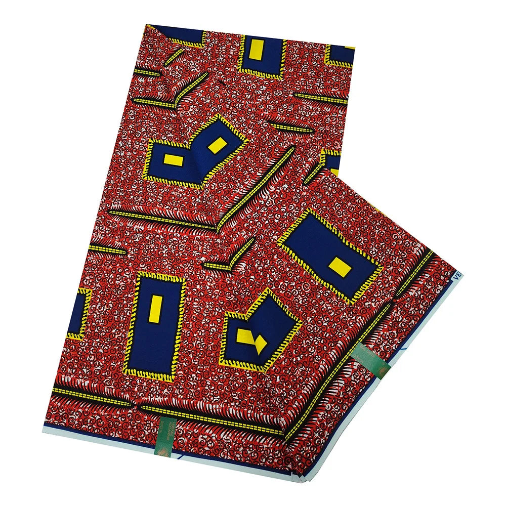 African Style Printed Dark Red Wax Batik Fabric,115CM Wide,6 Yards Long,DIY Sewing Fabric for Summer and Spring Dress Pants Sofa R979