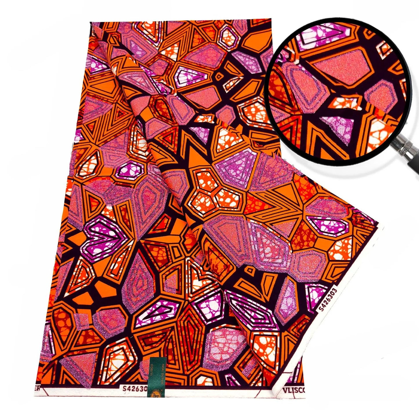 African Style Printed Blue Purple Wax Fabric for Sewing Crafting-Cotton Batik Material for Summer,6 Yards Long,115CM Wide R1087