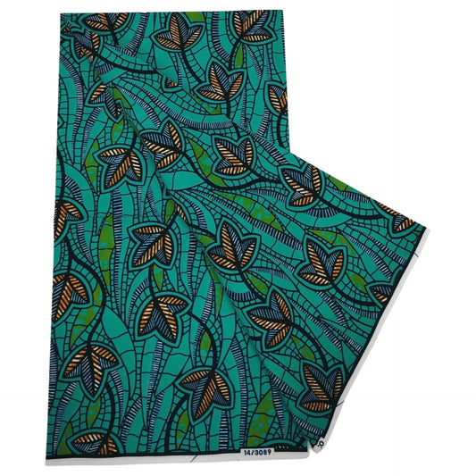 DIY Sewing Material,6 Yards Long Blue Green Cotton African Wax Batik Fabric,Ideal for Sewing Clothing Sofa Upholstery R1232