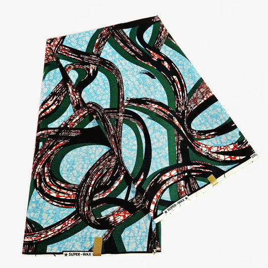 Geometry Lines Printed Light Blue African Cotton Wax Batik Fabric for Sewing,Summer Dress Curtains Material,6 Yards Long R1044
