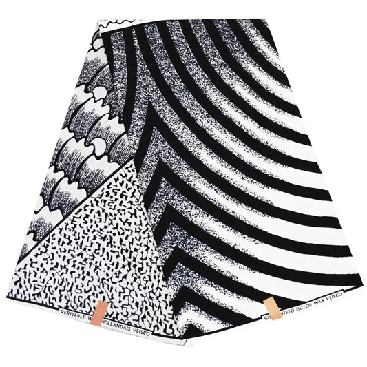 24*24Yarns Cotton Batik Fabric, African Wax Fabric with Black Print for Home Clothing Curtain Sofa 115CM Wide 6Yards Long R848