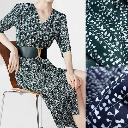 Printed Stretch Silk Threaded Satin Fabric With Silk and Spandex 55'' Wide 20MM Clothing DIY Dress Cheongsam Silk Fabric by Yard Sewing Matterial R375