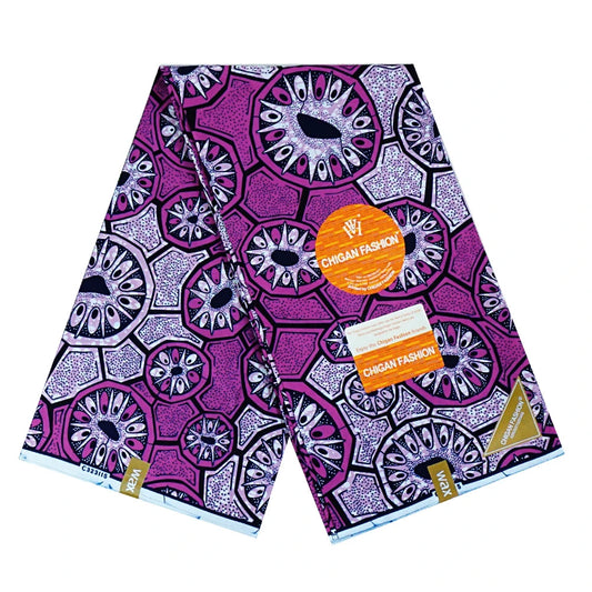 African Style Geometry Printed Purple 100% Cotton Batik Fabric,Summer Fabric for Sewing Cushions Clothing and DIY Material 6 Yards Long R822