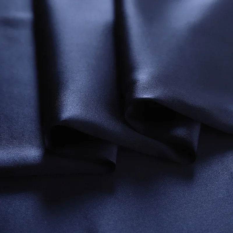 15Colors!55'' Wide 19MM Dyed Silk Crepe Satin Plain Fabric by Yard for Dress Shirt Clothes Cheongsam Pants DIY Sewing Summer Material Y003
