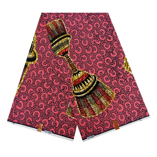 Cotton Batik Fabric, 6 Yards Long 24*24Yarns,African Drum Prints Wax Material for DIY Sewing Summer Spring Clothing Curtains R914