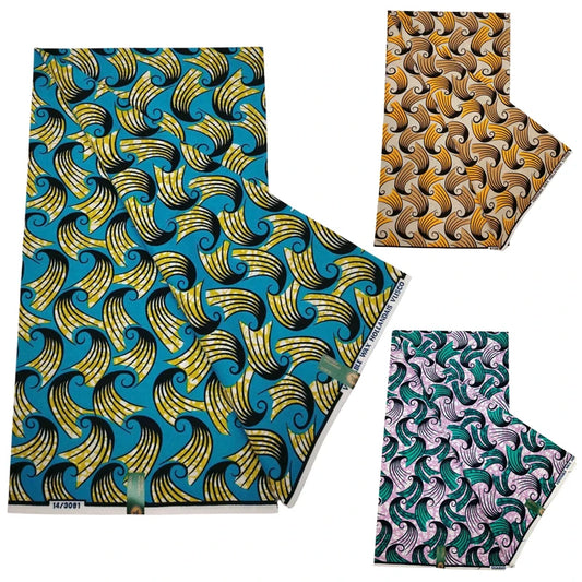 3Colors Available,African Wax Batik Fabric with Print-6 Yards Long 115CM Wide,Cotton Sewing Material for Summer Clothing DIY Material R1261
