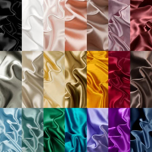 45'' Wide 19MM Solid Color Silk Crepe Plain Fabric by Yard for Summer Spring Red Blue Pink Dress Shirt Clothes Cheongsam Pajamas DIY Sewing Material SC020