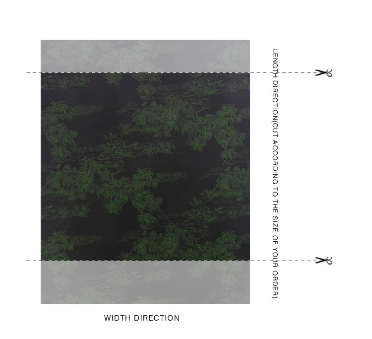 Trees Print Black Green Stretch Silk Fabric - Wide 47'' - Ideal for Dress & Cheongsam - High-Quality 25MM Heavy Silk Fabric Sewing Material D1261