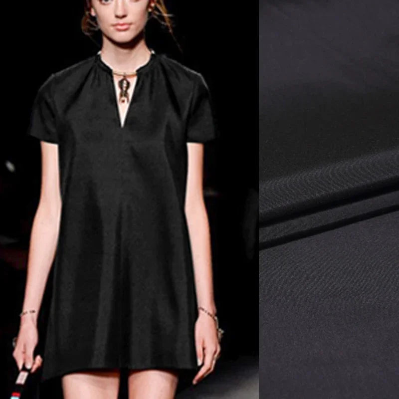 53'' Wide 127G/M Gray Black Solid Color Dupion Silk Fabric by Yard for Summer and Spring Suit Dress DIY Sewing Material C016
