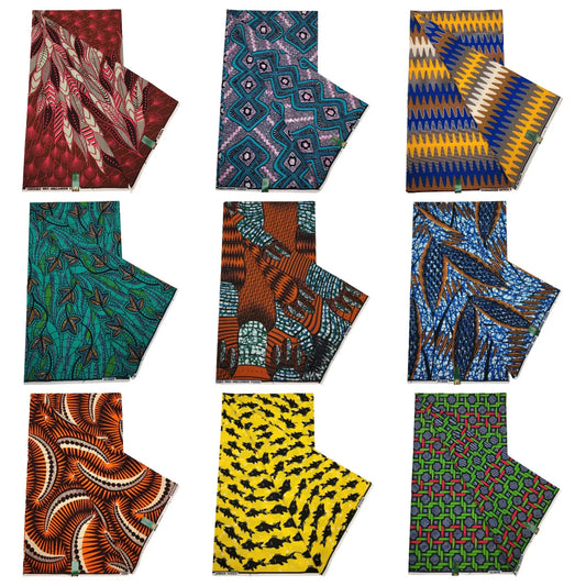 African Geometry Printed Batik Cotton Fabric,Yellow Red Wax Fabric for Cushion Clothes Curtain,6 Yards Long x 115cm Width R746