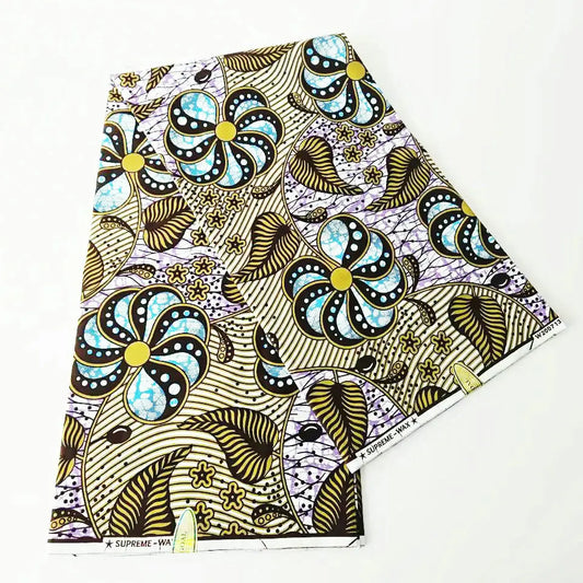 6 Yards Long,African Style Print Wax Fabric,100% Cotton Batik Material for DIY Sewing Summer Spring Clothing Curtain Sofa Pants R929