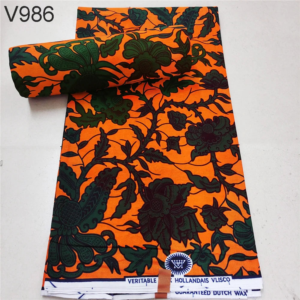Vibrant Printed African Wax Batik Fabric for Clothes Cushions DIY Summer Sewing Material-6 Yards Long 15 Patterns Prints R1112