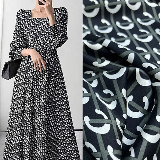 Printed Silk Threaded Satin Fabric by Yard 55'' Wide 20MM Thickness Sewing Summer Dress Shirt Pants Silk Fabric DIY Sewing Material R357