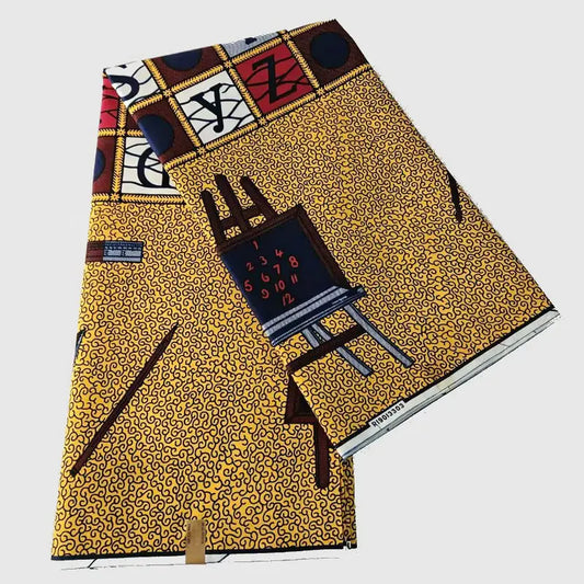 6 Yards Long 115CM Wide Printed Yellow African Wax Batik Cotton Fabric for Summer Home Clothing Sofa,DIY Material R1071